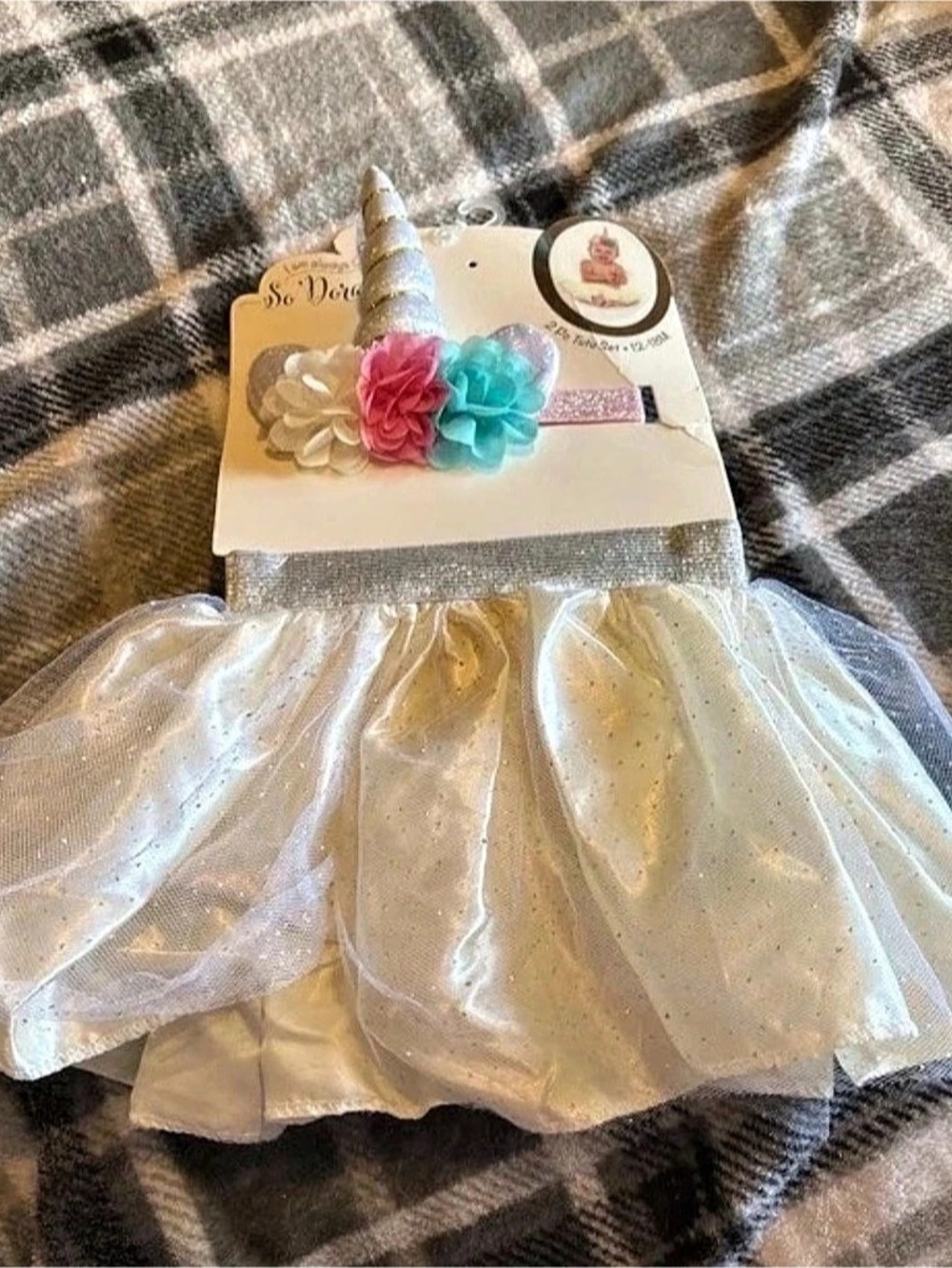 Unicorn Tutu Set White Pink Baby 12-18M NWT